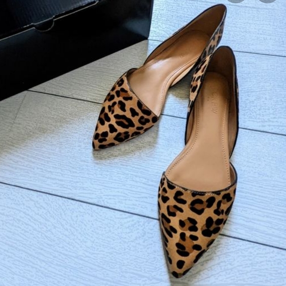 J.Crew Zoe Leopard Real Calf Hair D'Orsay Flats Size 8.5